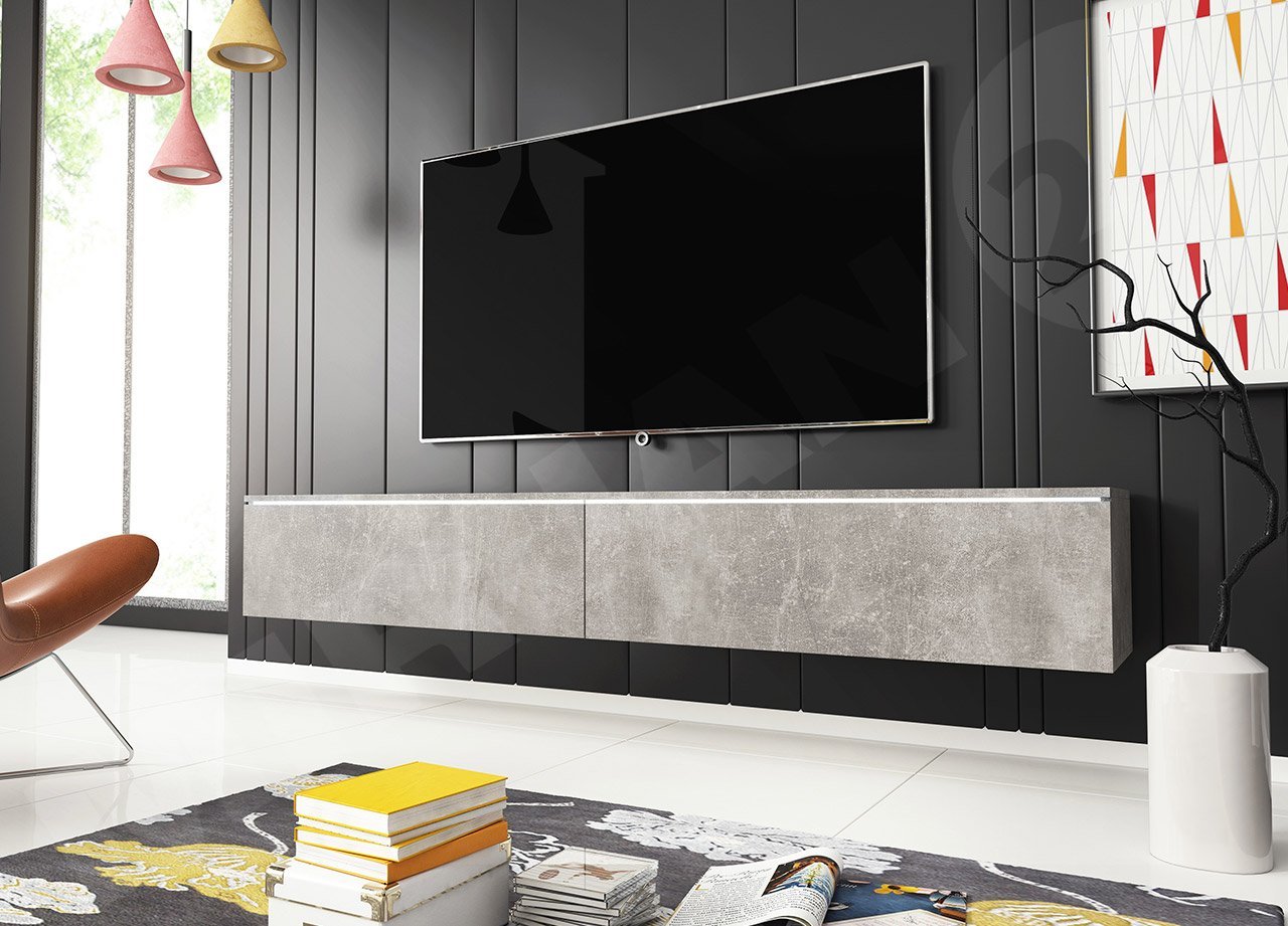 TV stolić/ormarić Dilune 180 (beton smart) (bijela led rasvjeta) *rasprodaja