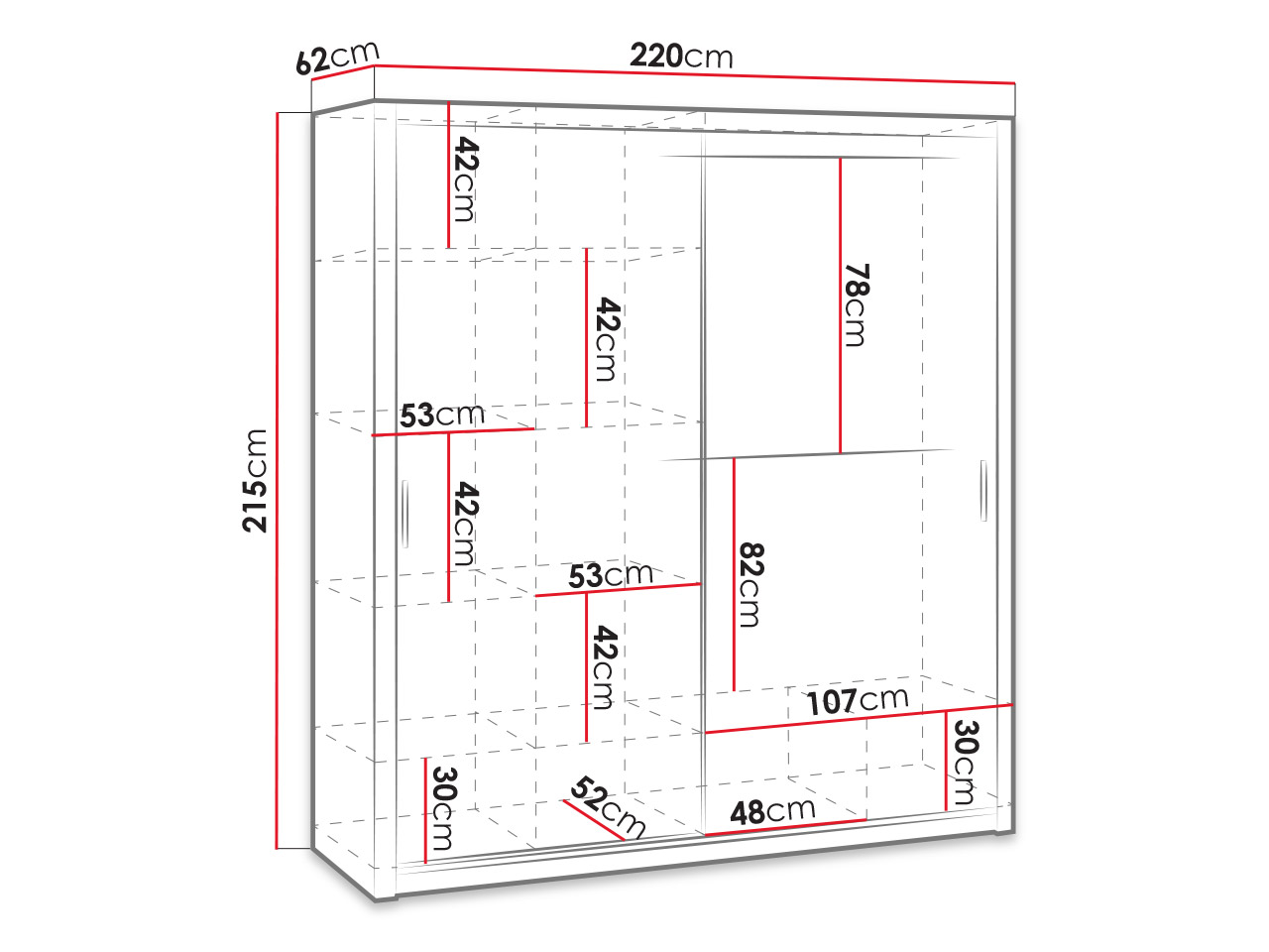 Ormar za garderobu s kliznim vratima Klary SZ220 KE11 (bijela + hrast monastery) (s ogledalom)