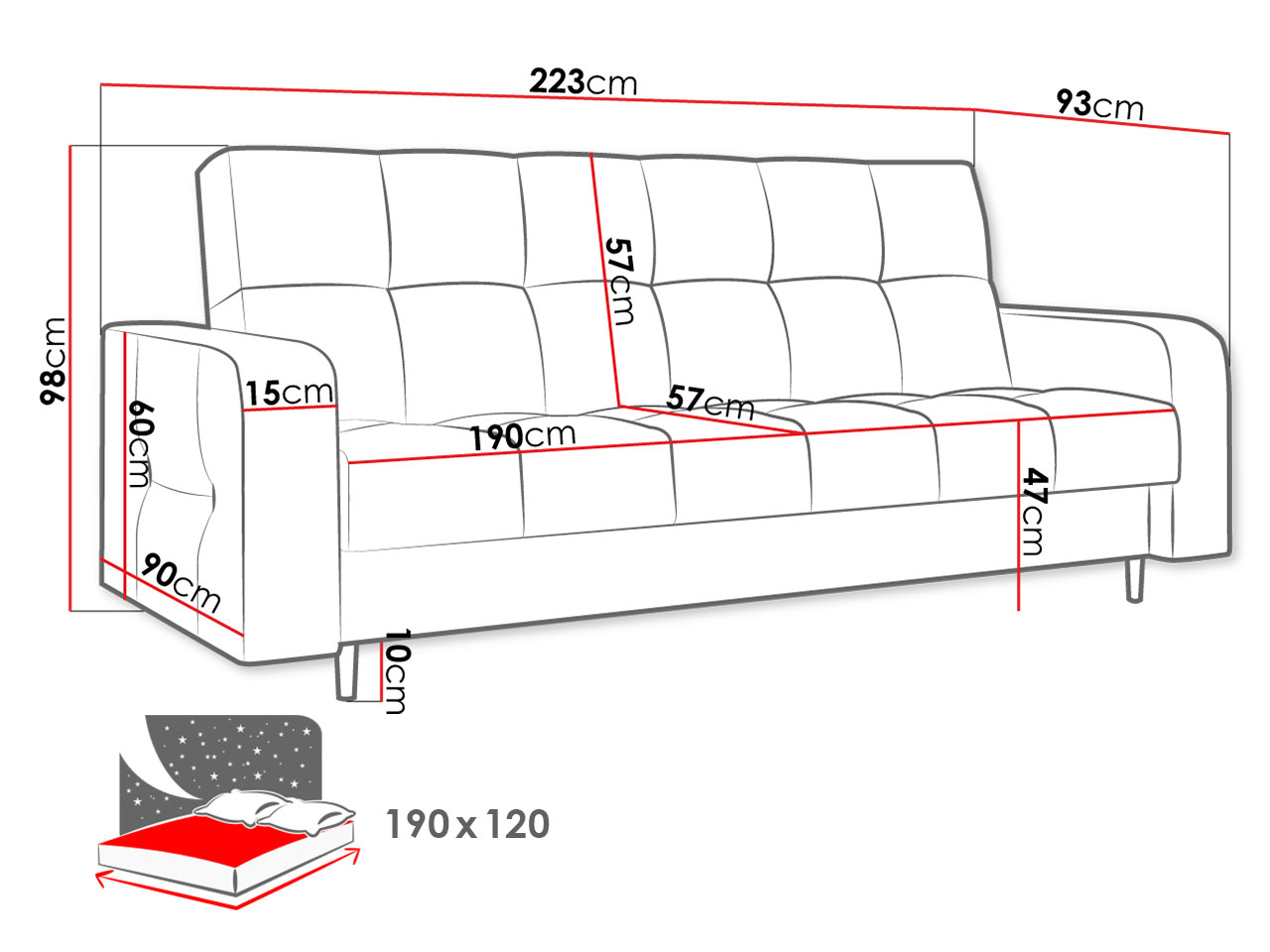 Sofa na razvlačenje Solvetana (zelena) (s prostorom za odlaganje)