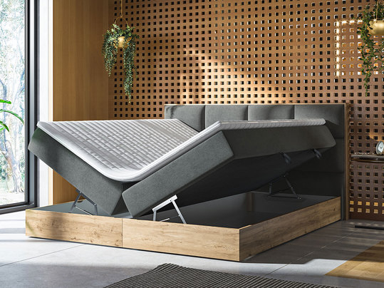 Bračni krevet Boxspring 140 cm Bolondra (zlatni hrast + soro 28)