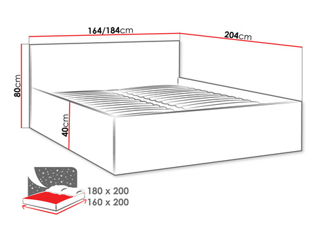 Bračni krevet 180 cm Noralan 180 (alpsko bijela) (s podnicom)