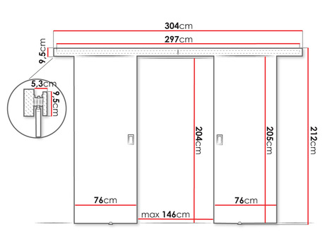 Klizna vrata Jowenton Duo 152 (crna) 