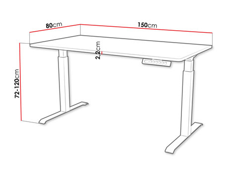Električni PC stol podesiv po visini Fega Long 150 (wotan hrast + crna)