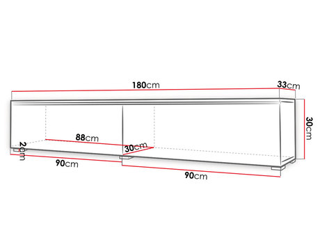 TV ormarić Dlana 180 MDF (bijela + bijela) (s bijelom LED rasvjetom)