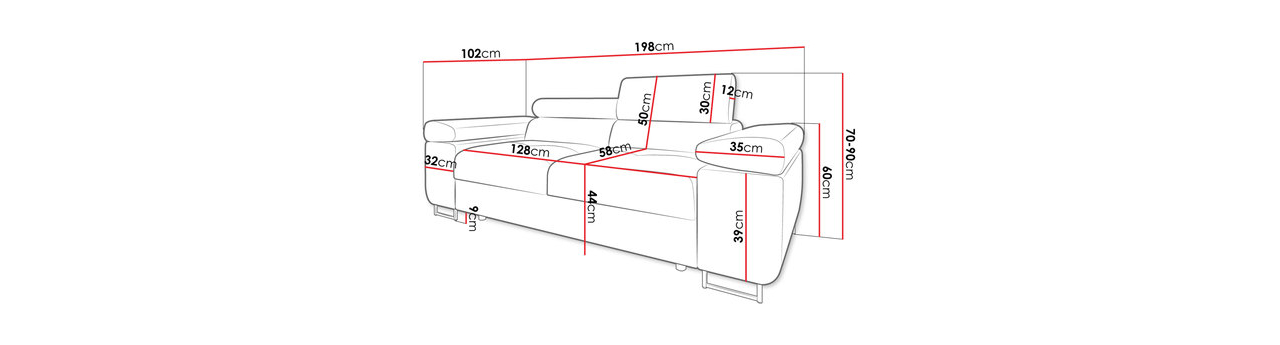 Sofa Terazuro 2 (tamnosiva + crna) 