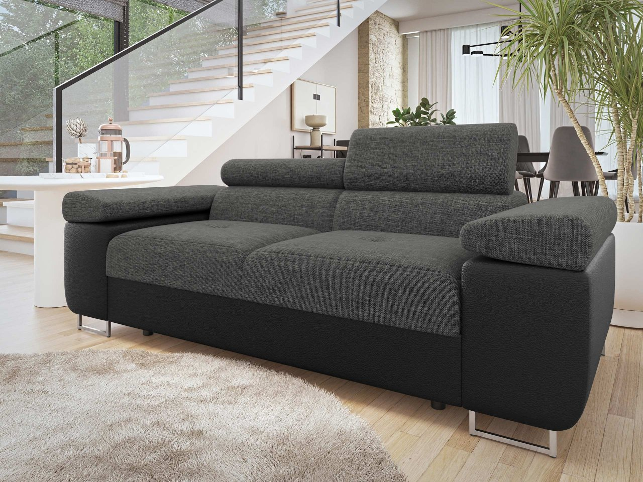 Sofa Terazuro 2 (tamnosiva + crna) 