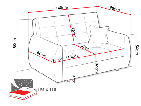 Sofa na razvlačenje Clovea Art II (tamnosiva) (s prostorom za odlaganje)