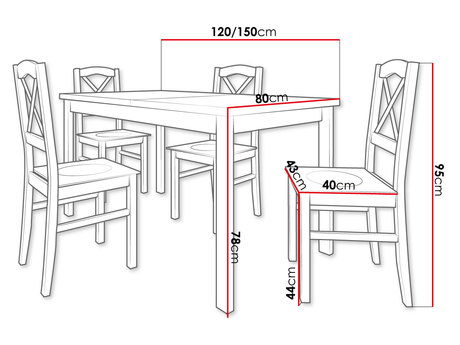 Blagovaonski stol sa stolicama (4 kom.) AL22 (crna + hrast artisan) *rasprodaja